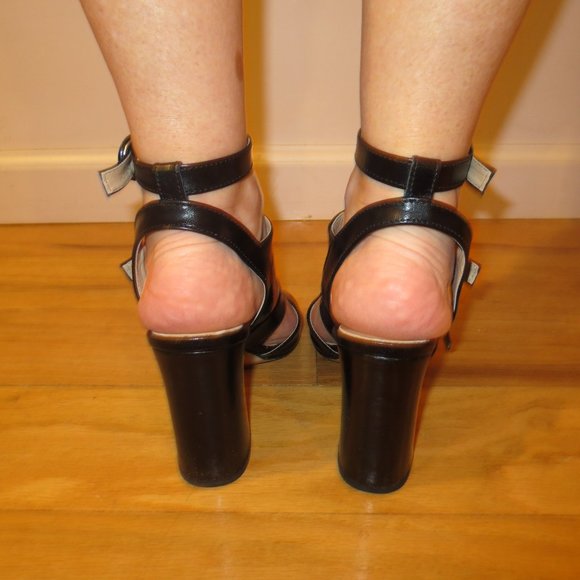 LAST CHANCE NIB OVYE CRISTINA LUCCHI ITALY Black Block Heeled Strappy Sandals - Picture 6 of 12